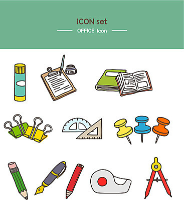 아이콘 자 사람없음 책 연필 펜 만년필 사무용품 압정 라인아이콘 테이프 컴파스 각도기 스카치테이프 접착풀 2D아이콘 AI파일 문구용품 학용품 필기구 풀_접착제 파일형식 벡터