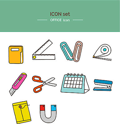 아이콘 봉투 가위 자 사람없음 사무용품 달력 칼 스테이플러 라인아이콘 문서 클립 폴더 자석 2D아이콘 AI파일 문구용품 파일 파일형식 벡터