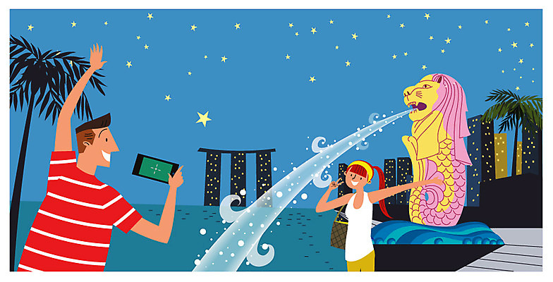 커플 여자 남자 행복 별 해외여행 여행 일러스트 하늘 휴가 서기 상반신 성인 야외 두명 관광지 친구 야자수 여행객 동남아시아 야간 즐거움 분수 힐링 싱가폴 동남아여행 사자상 국내일러스트 AI파일 자연요소 나무 해외 감정 아시아 관계 모션 사람 파일형식 벡터