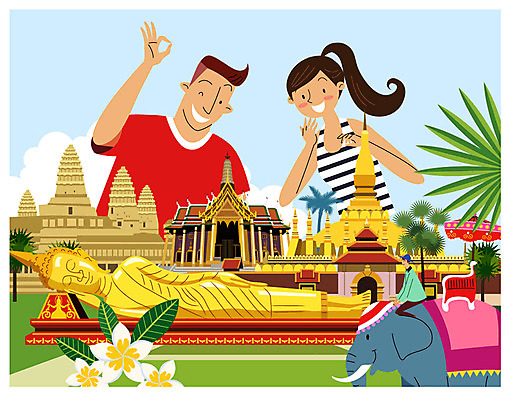 전신 커플 여자 남자 꽃 행복 해외여행 여행 일러스트 휴가 코끼리 서기 앉기 상반신 성인 야외 세명 야자수 여행객 동남아시아 사원 불상 즐거움 힐링 앙코르와트 동남아여행 파탓루앙 국내일러스트 AI파일 나무 식물 해외 감정 아시아 불교 비즈니스 포유류 관계 모션 사람 캄보디아 라오스 불탑 파일형식 벡터