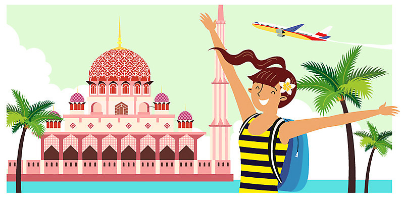 여자 꽃 행복 바다 해외여행 여행 일러스트 배낭 휴가 비행기 한명 서기 상반신 성인 야외 여행객 동남아시아 기쁨 사원 즐거움 힐링 말레이시아 동남아여행 핑크모스크 국내일러스트 AI파일 식물 1 해외 감정 아시아 가방 비즈니스 항공교통 모션 대중교통 사람 파일형식 벡터