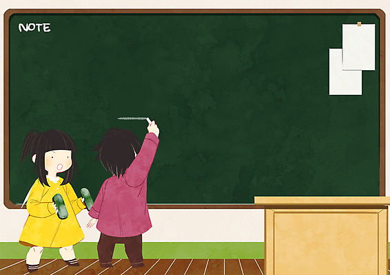 전신 PSD 학생 여자 교육 남자 종이 일러스트 학교 청소년 프레임 서기 들기 두명 스쿨라이프 칠판 낙서 지우개 분필 교탁 당번 프레임일러스트 국내일러스트 라이프스타일 모션 학용품 사람 초크 파일형식