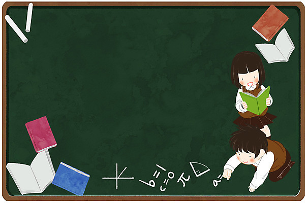 PSD 학생 여자 교육 남자 일러스트 학교 청소년 수업 프레임 상반신 두명 책 스쿨라이프 칠판 수학 분필 프레임일러스트 국내일러스트 라이프스타일 교과목 사람 초크 파일형식