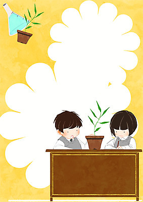 PSD 학생 여자 교육 남자 화분 과학 일러스트 학교 청소년 수업 생물 프레임 상반신 두명 연필 스쿨라이프 책상 플라스크 프레임일러스트 국내일러스트 라이프스타일 가구 학용품 실험기구 사람 필기구 파일형식