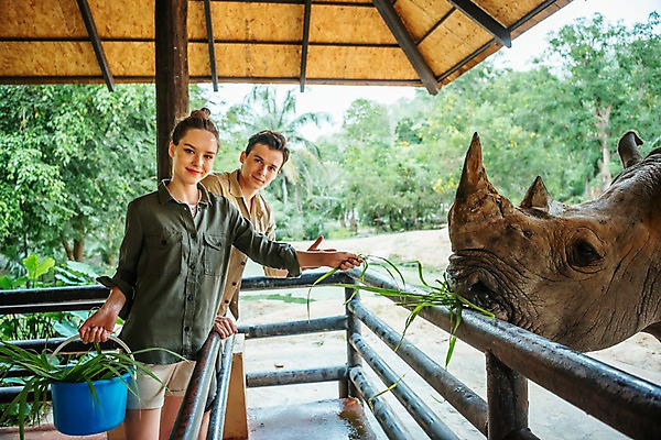 포토 JPG 주간 서양인 직업 한마리 공원 여자 남자 파타야 태국 동물원 서기 미소 들기 상반신 20대 성인 야외 두명 옆모습 아웃포커스 울타리 먹이 주기 코뿔소 사육사 국내포토 자연요소 외국인 1 공공시설 아시아 뷰포인트 포유류 모션 촬영기법 표정 사람 청년 담장 파일형식