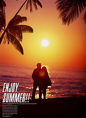 주간 전신 PSD 편집이미지 커플 여자 남자 실루엣 바다 해변 야외 두명 뒷모습 그래픽 여름 야자수 태양 3D 노을 일몰 디지털합성 편집3D 자연요소 나무 계절 뷰포인트 관계 촬영기법 사람 파일형식