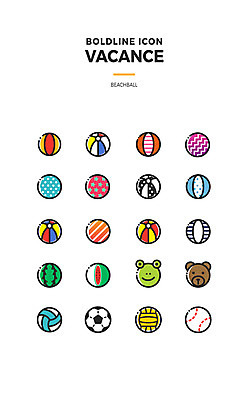 아이콘 사람없음 여름 여름휴가 바캉스 세트 다양 원형 비치볼 비치발리볼 라인아이콘 웹아이콘 볼드라인 2D아이콘 AI파일 도형 계절 다수 공 휴가 바캉스용품 배구 파일형식 벡터 여름_계절