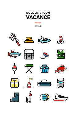 아이콘 모자 가방 어류 장화 사람없음 여름 여름휴가 바캉스 세트 조끼 낚싯바늘 낚싯대 양동이 라인아이콘 웹아이콘 미끼 날치 선박 볼드라인 2D아이콘 AI파일 잡화 계절 신발 수상교통 휴가 수중동물 외투 낚시용품 파일형식 벡터 여름_계절