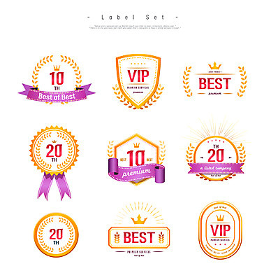 리본 일러스트 나뭇잎 왕관 이벤트 사람없음 세트 라벨 세일 최고 VIP 국내일러스트 AI파일 잎 프레임 파일형식 벡터