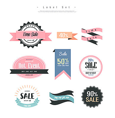 리본 일러스트 이벤트 사람없음 쇼핑 세트 라벨 세일 국내일러스트 AI파일 프레임 파일형식 벡터