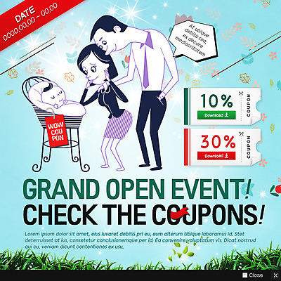 PSD 템플릿 여자 남자 리본 웹템플릿 엄마 팝업 이벤트팝업 웹팝업 이벤트 잔디 성인 빛 아기 아빠 쿠폰 이미지템플릿 식물 가족 사람 파일형식