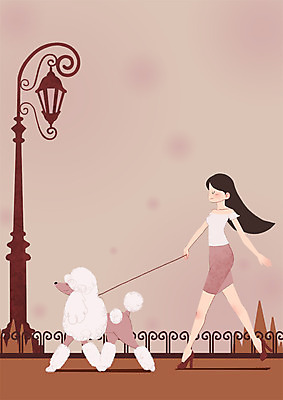 전신 PSD 한마리 라이프스타일 공원 여자 반려견 가로등 일러스트 한명 성인 산책 강아지 즐거움 반려 국내일러스트 1 공공시설 감정 휴식 사람 생활 반려동물 개 파일형식