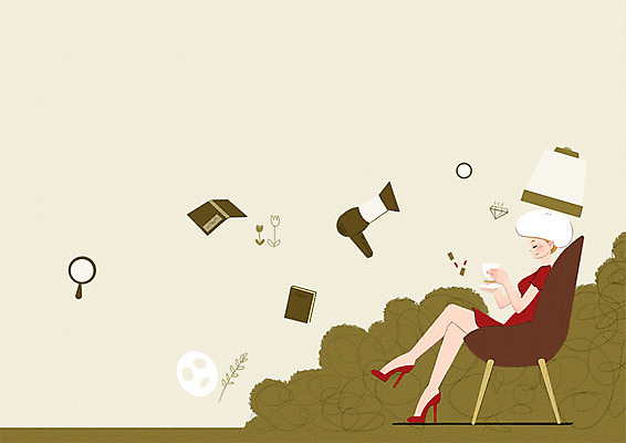 전신 PSD 라이프스타일 헤어스타일 여자 의자 일러스트 한명 앉기 성인 뷰티 파마 드라이어 즐거움 마스크팩 국내일러스트 1 감정 가구 모션 사람 생활 미용용품 팩 파일형식