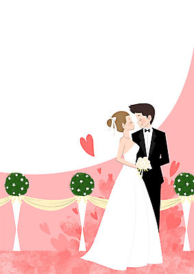 전신 PSD 라이프스타일 여자 남자 신부 부케 신랑 결혼 일러스트 결혼식 서기 성인 두명 하트 즐거움 예식장 국내일러스트 모양 감정 꽃다발 모션 사람 이벤트 생활 공간 파일형식