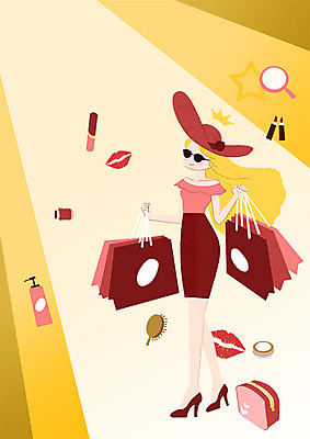 전신 PSD 라이프스타일 여자 일러스트 한명 서기 성인 쇼핑 쇼핑백 화장품 거울 고급 즐거움 백화점 명품 국내일러스트 1 감정 컨셉 가방 모션 사람 생활 뷰티 상점 상품 파일형식