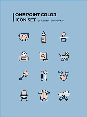 아이콘 수저 사람없음 세트 아기용품 다양 젖병 노리개젖꼭지 기저귀 웹아이콘 유모차 딸랑이 유아복 분유 턱받이 물티슈 보행기 2D아이콘 AI파일 식기 옷 다수 오브젝트 파일형식 벡터