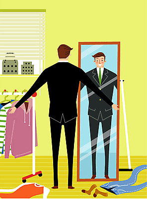 전신 옷 남자 일러스트 회사 비즈니스 바지 양말 직장 한명 서기 웃음 정장 성인 거울 구직 옷걸이 취업준비생 전신거울 첫출근 국내일러스트 AI파일 1 컨셉 모션 하의 표정 사람 출근 파일형식 벡터