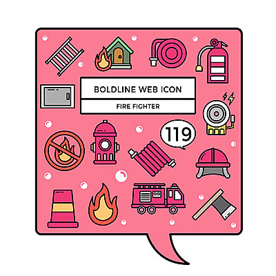 아이콘 분홍색 말풍선 사다리 불 주택 사람없음 금지 소방관 웹아이콘 도끼 소방차 소화기 카툰스타일 소화전 119 불조심 소방호스 볼드라인 직업아이콘 2D아이콘 AI파일 자연요소 컬러 자동차 건물 도구 안전장비 구조원 소방 라인아이콘 호스 전화번호 파일형식 벡터