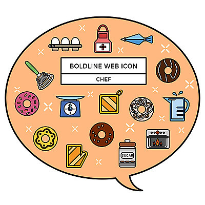 아이콘 말풍선 사람없음 계란 앞치마 도구 도넛 오븐 설탕 웹아이콘 카툰스타일 주방장갑 짤주머니 볼드라인 직업아이콘 2D아이콘 AI파일 장갑 디저트 알 가전제품 라인아이콘 제빵도구 파일형식 벡터