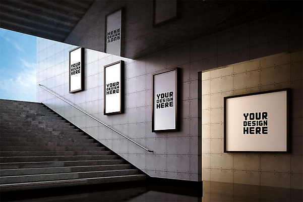 PSD 편집 편집이미지 간판 광고판 실내 사람없음 그래픽 3D 계단 디지털합성 합성 디자인소스 지하도 디지털아트 목업 편집3D 알림판 내부 보행로 판 파일형식 편집소스