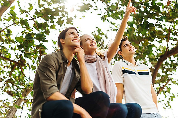 포토 JPG 주간 서양인 나무 응시 여자 남자 대학생 태국 미소 앉기 상반신 20대 성인 야외 앞모습 세명 친구 가리킴 국내포토 자연요소 외국인 식물 학생 시선 아시아 뷰포인트 관계 모션 표정 사람 손짓 청년 파일형식