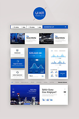 PSD 템플릿 웹템플릿 야경 비즈니스 공장 디자인시안 그래프 빌딩 사람없음 파란색 세트 홈페이지 도시 UI UI키트 이미지템플릿 컬러 공업 건물 야간 파일형식 풍경_경치