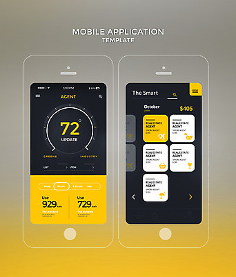 PSD 템플릿 웹템플릿 비즈니스 디자인시안 모바일 그래프 사람없음 홈페이지 노란색 도시 어플리케이션 모바일템플릿 모바일앱 이미지템플릿 컬러 파일형식