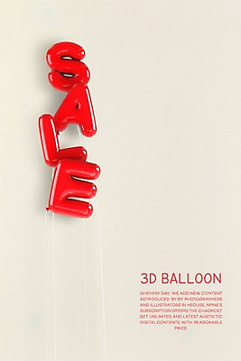 PSD 편집이미지 타이포그라피 사람없음 그래픽 빨간색 3D 세일 디지털합성 풍선 편집3D 문자 컬러 파일형식