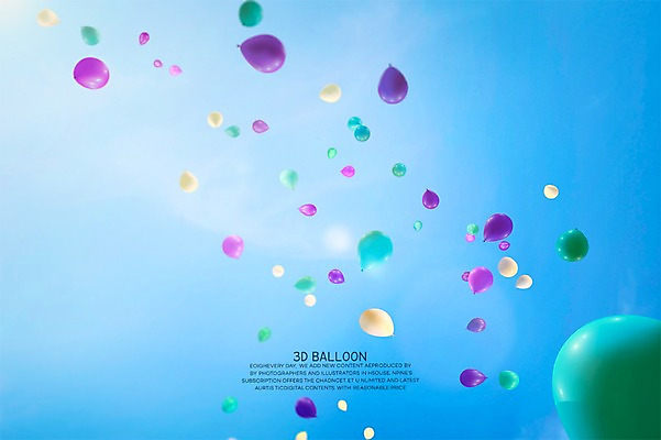 PSD 편집이미지 하늘 사람없음 그래픽 3D 여러개 디지털합성 풍선 편집3D 다수 파일형식