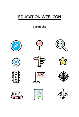 아이콘 교육 별 자동차 돋보기 비행기 사람없음 세트 귀여움 다양 깃발 표지판 나침반 신호등 항공 웹아이콘 위치 네비게이션 즐겨찾기 지리학 2D아이콘 AI파일 자연요소 육상교통 다수 컨셉 항공교통 대중교통 알림판 파일형식 벡터