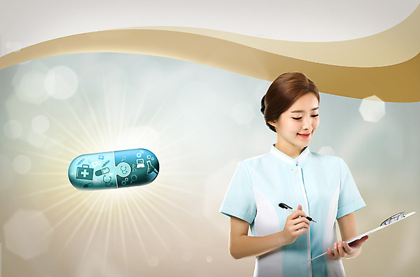 PSD 편집이미지 여자 의학 건강 한명 서기 미소 들기 상반신 20대 성인 앞모습 알약 한국인 간호사 서류판 성인여자한명만 이미지편집 1 뷰포인트 모션 표정 사람 동양인 청년 약 사무용품 의료진 여자한명만 성인여자만 파일형식