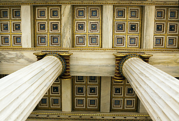 포토 JPG 해외이미지 학교 미술 사람없음 파란색 컬러풀 기둥 황금 그리스 천장 대학교 대리석 아테네 그리스인 르네상스 해외202004 해외포토 서양인 교육 건축 유럽 컬러 재료 문화예술 파일형식 이미지허브