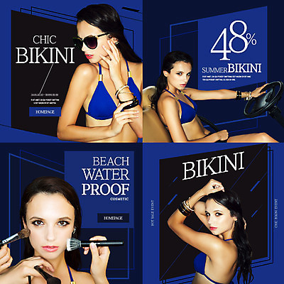 PSD 서양인 외국인 템플릿 여자 웹템플릿 팝업 웹팝업 이벤트 여러명 20대 성인 여름 파란색 쇼핑 비키니 뷰티 레이어팝업 메이크업브러쉬 시크 성인여자만 스타일레이어 이미지템플릿 계절 수영복 컬러 다수 사람 인종 청년 붓 여자만 성인만 파일형식