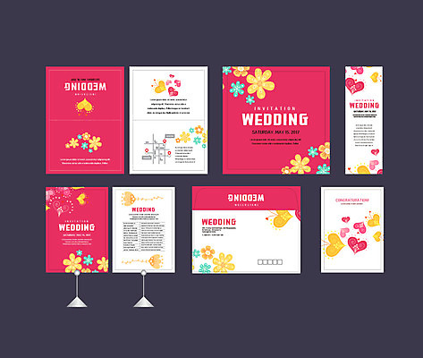 템플릿 배너템플릿 꽃 분홍색 결혼 이벤트 사람없음 세트 현수막 하트 전단 청첩장 엽서 초대장 약도 소봉투 행사세트 행사템플릿 AI파일 모양 식물 배너 컬러 지도 편지봉투 카드_감사 편지 홍보물 파일형식 벡터