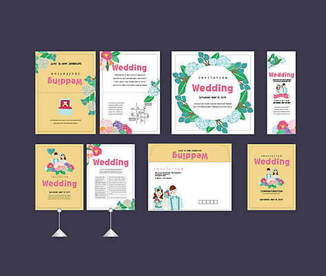 템플릿 배너템플릿 여자 남자 결혼 나뭇잎 이벤트 여러명 세트 현수막 전단 청첩장 결혼반지 엽서 초대장 약도 소봉투 행사세트 행사템플릿 AI파일 배너 다수 잎 지도 편지봉투 카드_감사 사람 반지 편지 홍보물 파일형식 벡터