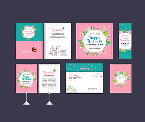 템플릿 배너템플릿 꽃 이벤트 사람없음 세트 현수막 생일 조각케이크 전단 엽서 초대장 약도 소봉투 행사세트 행사템플릿 AI파일 식물 배너 기념일 지도 편지봉투 카드_감사 케이크 편지 홍보물 파일형식 벡터