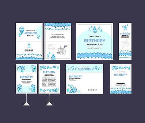 템플릿 배너템플릿 하늘색 이벤트 사람없음 세트 현수막 물방울 생일 전단 엽서 초대장 약도 생일카드 소봉투 행사세트 행사템플릿 AI파일 배너 기념일 지도 편지봉투 카드_감사 파란색 편지 홍보물 파일형식 벡터