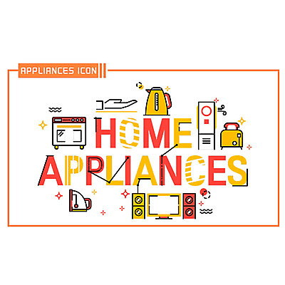 손 영어 생활용품 일러스트 타이포그라피 사람없음 신체부위 텔레비전 스피커 다양 가전제품 오븐 커피포트 에어컨 다리미 토스트기 국내일러스트 AI파일 문자 음향기기 다수 주전자 사람 전자제품 오브젝트 파일형식 벡터