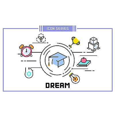 교육 생각 일러스트 학사모 전구 사람없음 책 꿈 자명종 사과 트로피 국내일러스트 AI파일 모자_잡화 시계 과일 졸업 알람 상_우승 파일형식 벡터