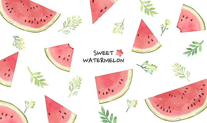PSD 별 백그라운드 패턴 일러스트 나뭇잎 여름음식 수채화 수박 사람없음 여름 여름휴가 바캉스 시원함 여름라이프 제철음식 제철과일 과채 국내일러스트 자연요소 라이프스타일 계절 음식 잎 무늬 채소 과일 휴가 제철 파일형식 여름_계절