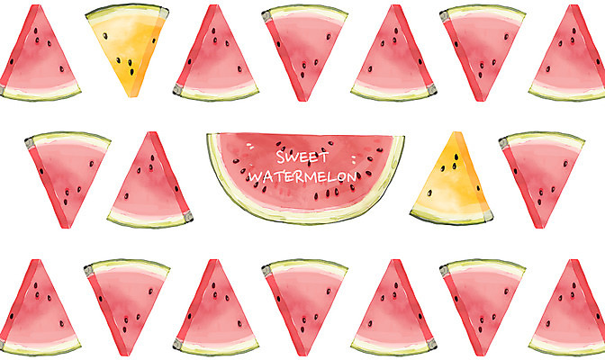 PSD 백그라운드 패턴 일러스트 여름음식 수채화 수박 사람없음 여름 여름휴가 바캉스 시원함 여름라이프 블랙망고수박 제철음식 제철과일 과채 국내일러스트 라이프스타일 계절 음식 무늬 채소 과일 휴가 제철 파일형식 여름_계절