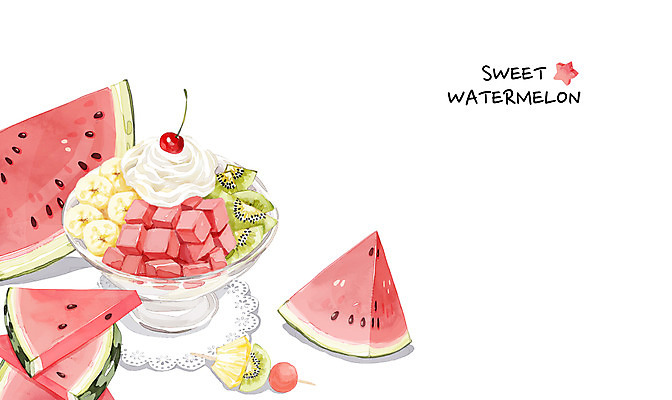 PSD 백그라운드 일러스트 여름음식 수채화 수박 사람없음 여름 여름휴가 바캉스 시원함 과일빙수 여름라이프 제철음식 제철과일 과채 국내일러스트 라이프스타일 계절 음식 채소 과일 휴가 빙수 제철 파일형식 여름_계절