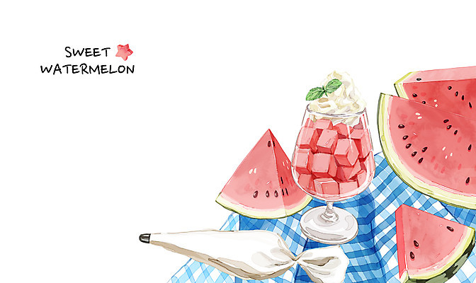 PSD 백그라운드 일러스트 여름음식 수채화 수박 사람없음 여름 여름휴가 바캉스 시원함 생크림 과일빙수 여름라이프 제철음식 제철과일 과채 국내일러스트 라이프스타일 계절 음식 채소 과일 휴가 크림 빙수 제철 파일형식 여름_계절