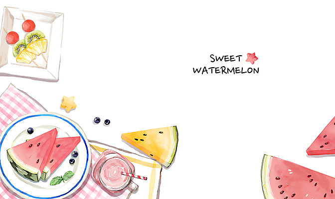 PSD 백그라운드 일러스트 여름음식 수채화 수박 사람없음 여름 여름휴가 바캉스 시원함 과일꼬치 수박주스 여름라이프 블랙망고수박 제철음식 제철과일 과채 국내일러스트 라이프스타일 계절 음식 채소 과일 휴가 꼬치 과일주스 제철 파일형식 여름_계절