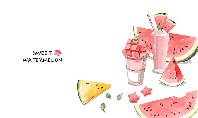 PSD 백그라운드 일러스트 여름음식 수채화 수박 사람없음 여름 여름휴가 바캉스 시원함 쉐이크 수박주스 여름라이프 블랙망고수박 제철음식 제철과일 과채 국내일러스트 라이프스타일 계절 음료 음식 채소 과일 휴가 과일주스 제철 파일형식 여름_계절