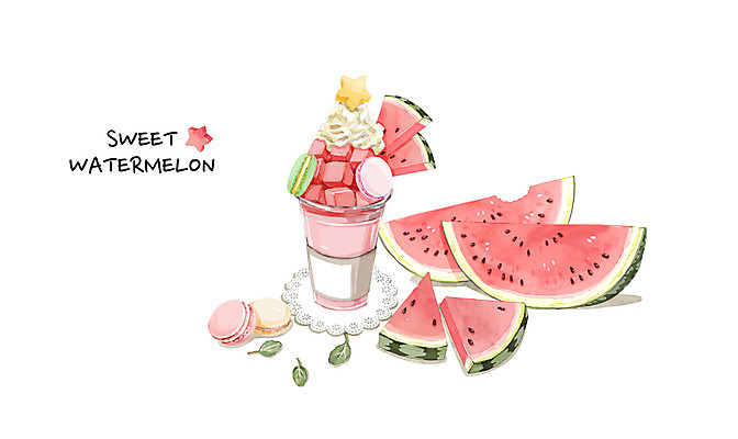 PSD 백그라운드 일러스트 여름음식 수채화 수박 사람없음 여름 여름휴가 바캉스 시원함 파르페 마카롱 수박주스 여름라이프 제철음식 제철과일 과채 국내일러스트 라이프스타일 계절 음식 채소 과일 휴가 디저트 과일주스 제철 파일형식 여름_계절