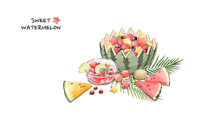 PSD 백그라운드 과일 일러스트 여름음식 수채화 수박 키위 사람없음 여름 여름휴가 바캉스 시원함 수박화채 여름라이프 화채 블랙망고수박 제철음식 제철과일 과채 국내일러스트 라이프스타일 계절 음식 채소 휴가 여름간식 제철 파일형식 여름_계절