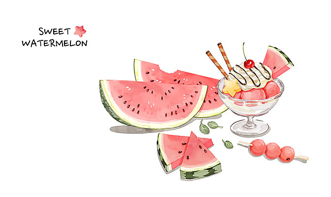 PSD 백그라운드 일러스트 여름음식 수채화 수박 사람없음 여름 여름휴가 바캉스 시원함 파르페 과일꼬치 여름라이프 제철음식 제철과일 과채 국내일러스트 라이프스타일 계절 음식 채소 과일 휴가 디저트 꼬치 제철 파일형식 여름_계절