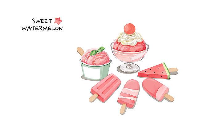 PSD 백그라운드 일러스트 아이스크림 여름음식 수채화 수박 사람없음 여름 여름휴가 바캉스 시원함 막대아이스크림 여름라이프 제철음식 제철과일 과채 국내일러스트 라이프스타일 계절 음식 채소 과일 휴가 디저트 제철 파일형식 여름_계절