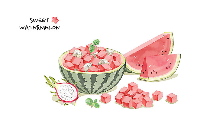 PSD 백그라운드 일러스트 여름음식 수채화 수박 사람없음 여름 여름휴가 바캉스 시원함 용과 수박화채 여름라이프 화채 제철음식 제철과일 과채 국내일러스트 라이프스타일 계절 음식 채소 과일 휴가 여름간식 제철 파일형식 여름_계절
